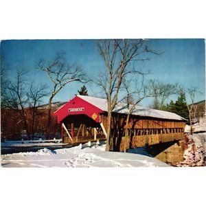 Jackson Covered Bridge Winter White Mountains New Hampshire Travel Postcards